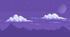 an old school pixel art video game with mountains and stars in the background