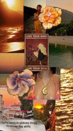 a collage of pictures with the words love your mind, find your soul and flowers