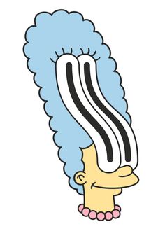 an image of a cartoon character with blue hair and stripes on it's head