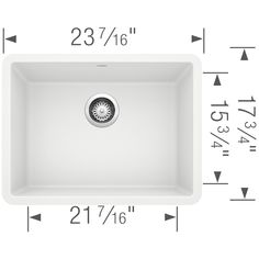 an image of a white sink with measurements