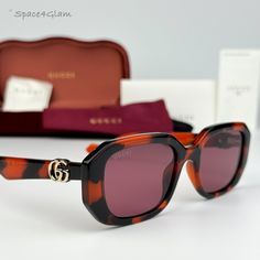 Brand New Gucci Gg1535s 005 Orange Havana Violet Women Geometric Sunglasses Gg 1535s Same/Next Day Free Shipping! No Offers Accepted. Final Price! Don't Miss Out, Shop Now! 100% Authentic & Brand New! Brand: Gucci Model Number: Gg1535s / Gg 1535s Color Code: 005 Gender: Women / Unisex Frame Shape: Geometric Frame Color: Orange Havana Frame Material: Injected Plastic Frame Type: Full Rim Lens Color: Violet Lens Material: Bio-Nylon Size: 54x20x140 100% Uv Protection Made In Italy Full Retail Gucci Designer Purple Sunglasses With Gradient Lenses, Designer Purple Sunglasses With Tinted Lenses, Luxury Purple Sunglasses With Gradient Lenses, Designer Purple Tinted Sunglasses, Luxury Purple Sunglasses With Mirrored Lenses, Luxury Purple Tinted Sunglasses, Gucci Luxury Multicolor Sunglasses, Luxury Multicolor Sunglasses With Tinted Lenses, Luxury Multicolor Tinted Sunglasses