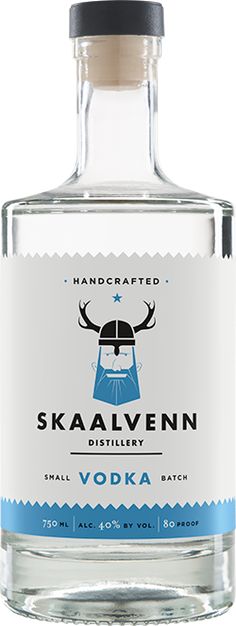 a bottle of skaaven distillacy aquavit on a white background