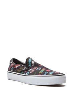 Shop Vans multi-logo slip-on sneakers with Express Delivery - FARFETCH Casual Sneakers With Logo-print Tongue And White Sole, Slip-on Sneakers With Logo Print For Streetwear, Casual Slip-on Sneakers With Vulcanized Sole For Skateboarding, Logo Print Slip-on Sneakers For Streetwear, Black Canvas Custom Casual Sneakers, Black Canvas Casual Custom Sneakers, Black Casual Canvas Custom Sneakers, Graphic Print Slip-on Sneakers For Streetwear, Casual Slip-on Sneakers With Graphic Print