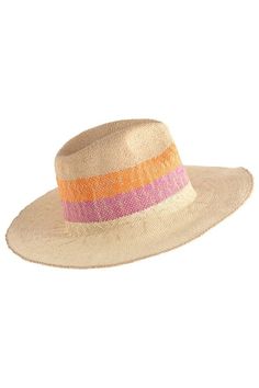 Alannis Natural Striped Hat - The Tiny Details Multicolor Sun Hat With Upf 50+ Short Brim, Lightweight Pink Brimmed Sun Hat, Pink Brimmed Cotton Sun Hat, Pink Wide-brim Summer Mini Hat, Pink Brimmed Sun Hat, Bright Summer Outfits, Striped Hat, Wide Brim Sun Hat, Natural Paper