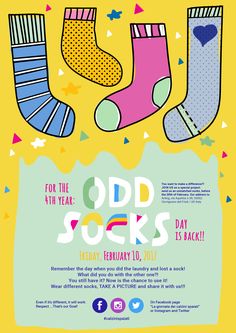 the poster for odd socks day is back