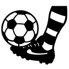 a black and white image of a soccer shoe with a ball