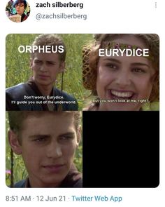 an image of two people on twitter with the caption'orpheuus and eurydice