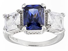 Bella Luce® tanzanite and white diamond simulants 6.82ctw round, square, and rectangular octagonal rhodium over sterling silver ring. Measures approximately 0.81"L x 0.38"W and is not sizable. Rectangular Sapphire Jewelry With Accent Stones, Elegant Rectangular Lab-created Sapphire Rings, Rectangular Lab-created Sapphire Fine Jewelry, Rectangular Sapphire Cubic Zirconia Jewelry, Radiant Cut Cubic Zirconia Gemstone Jewelry, Classic Rectangular Lab-created Sapphire Jewelry, Formal Radiant Cut Lab-created Sapphire Jewelry, Sapphire Cubic Zirconia Jewelry In Radiant Cut, Classic Rectangular Cubic Zirconia Jewelry