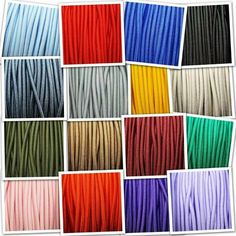 many different colors of yarn are shown in this collage, including red, green, blue, yellow, and purple