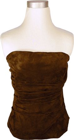 RALPH LAUREN COLLECTIONPURPLE LABELBROWN LAMBSKIN SUEDECORSET BUSTIER TOPHere we have a luxuriously sexy, rich brown 100% lambskin suede leather bustier/corset top by Ralph Lauren. It has sumptuous ruching down the front and back, zips at the side, and is fully lined. Transitions from day to evening with ease and is suitable for both casual and for dressier affairs. This is a vintage piece dating to the 1990's, yet it is new with its original $1698.00 manufacturer's price tag attached! Size 12Ap Leather Bustier Corset, Corset Bustier Top, Leather Bustier, Corset Bustier, Ralph Lauren Collection, Bustier Top, Close Up Photos, Corset Top, Vintage Boutique