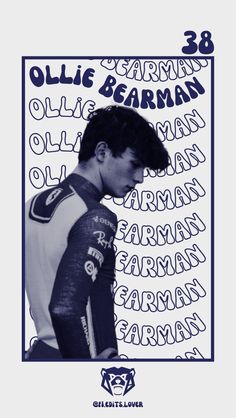 the poster for ollie bearman's album, with his name in blue and white