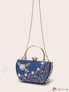 BirdinBag - Sparkling Rhinestone Box Bag: Elegant Bridal and Evening Purse for Weddings, Proms & Parties Blue Rhinestone Evening Bag For Weddings, Bridal Purse, Bag Elegant, Evening Purse, Word Wrap, Box Bag, Prom Party, Blue Pattern, Color Blue