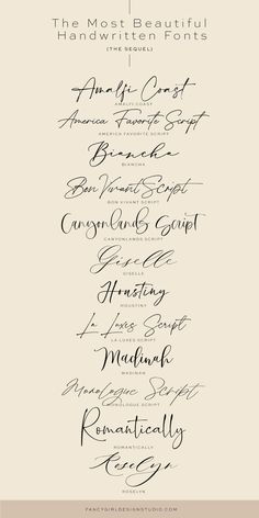 some type of calligraphy that is in different font styles and colors, including black ink