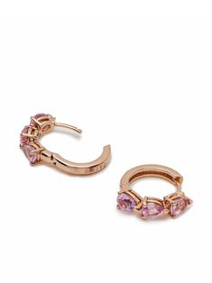 Find Jewels Aficionado 18kt Rose Gold Sapphire Earrings on Editorialist. 18kt rose gold polished finish pear cut pink sapphires totalling 2.11 carats huggie hoop design for pierced ears These earrings come as a pair. Normal everyday use and external agents may reduce the lustre of gemstones and gold surfaces. To maintain, use specific, non-abrasive products specially meant for cleaning jewellery. Elegant 14k Gold Pink Hoop Earrings, Luxury Pink Sapphire Earrings, Pink Formal Hoop Earrings In Fine Jewelry Style, Elegant Rose Gold Earrings With Pink Sapphire, Elegant Pink 14k Gold Hoop Earrings, Pink Hoop Earrings For Formal Occasions, Elegant Pink Hoop Earrings, Elegant Rose Gold Pink Sapphire Earrings, Rose Gold Pink Sapphire Earrings For Gift