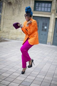 June Ambrose Blazer Outfits Black, Orange Blazer Outfits, Turban Mode, June Ambrose, Style Pantry, Orange Blazer, Leandra Medine, Giovanna Battaglia, Anna Dello Russo