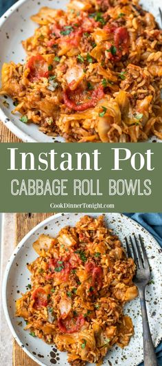 instant pot cabbage roll bowls with text overlay