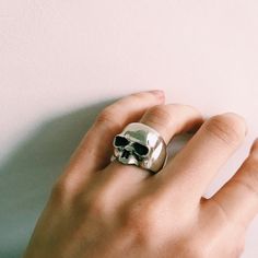 This is the Goodbye Geezer, a skull ring designed to slot perfectly on top of your Golden Geezer or to be worn by itself. Made with 100% recycled hallmarked 925 sterling silver. Thick Ring, A Skull, Skull Ring, Ring Sizer, Ring Designs, 925 Sterling Silver, Band, Sterling Silver, Ring