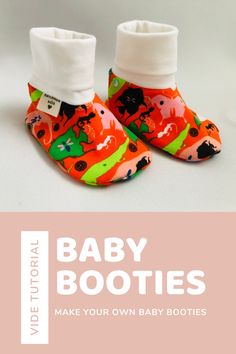 a pair of baby booties with the words, baby boots make your own baby booties