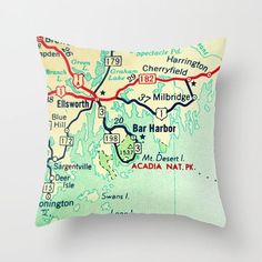 a pillow that has a map on it