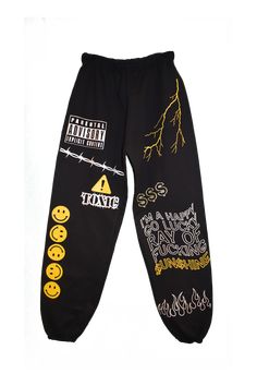 HAPPY GO LUCKY SWEATPANTS Fall Loungewear Bottoms With Graphic Print, Graphic Print Fall Loungewear Bottoms, Graphic Print Loungewear Bottoms For Fall, Winter Cotton Sweatpants With Graphic Print, Baggy Hip Hop Sweatpants For Loungewear, Hip Hop Style Relaxed Fit Joggers For Loungewear, Relaxed Fit Hip Hop Joggers For Loungewear, Casual Graphic Print Sweatpants For Winter, Fall Graphic Print Sweatpants For Streetwear