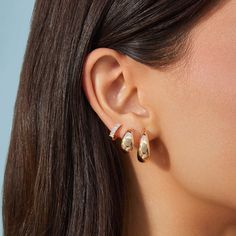 The Gold Jumbo Dome Hoop Earrings combine shapely style and lightweight design. Made from hollow 14k gold, these sculptural hoops elevate your look without weighing you down. For a slightly smaller size, check out the Gold Jumbo Dome Huggie Earrings. Rose Gold Teardrop Hoop Earrings Gold Plated, Modern Rose Gold Pierced Hoop Earrings, Modern Rose Gold Pierced Huggie Earrings, Modern Rose Gold Tarnish Resistant Hoop Earrings, Modern Rose Gold Tarnish-resistant Hoop Earrings, Modern Tarnish-resistant Rose Gold Hoop Earrings, Rose Gold Teardrop Hoop Earrings Fine Jewelry, Rose Gold Teardrop Hoop Earrings, Modern 14k Rose Gold Huggie Earrings