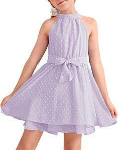 Valpweet Girl's Summer Mini Dress Halter Neck Sleeveless Swiss Dot Ruffle A-Line Swing Casual Sundress for 5-14 Kids Please take note of the size chart for US sizes. Brand new in Package Available Colors: Black Red Dinner Picnic, Flowy Dress Casual, School Dinner, Dress Halter Neck, Summer Mini Dress, Girls Sundress, Picnic Beach, Casual Sundress, Party School