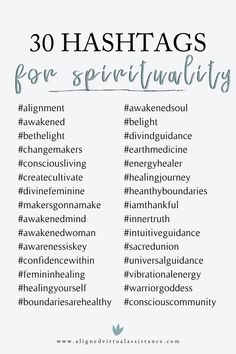 the words 30 hashtags for spiritfully written in different languages