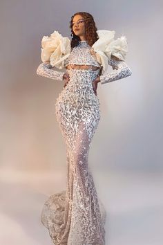 Stunning Wedding Gown with Pearls-danddclothing-Classic Elegant Gowns,Mermaid,Royal Wedding Dresses,White Wedding Gown With Pearls, Gown With Pearls, Wedding Gowns Online, Wedding Gown Styles, Royal Wedding Dress, African Wedding Dress, Satin Evening Dresses, African Wedding, Glam Dresses