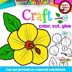 an image of craft color cut glue with flowers and crayons in the background