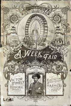 an old advertisement for a ferris wheel fair