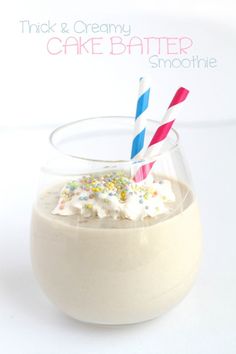 there is a drink with sprinkles and a straw in it