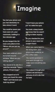 an advertisement with the words imagine written on it in front of a dark street at night