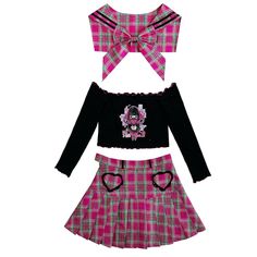 Lolita Kawaii Plaid High Waist Pleated Sailor JK Uniform Suits MM0639 - KawaiiMoriStore Kawaii Swimsuit, Dark Academia Clothing, Anime Lingerie, Style Kawaii, Cottagecore Fashion, Kawaii Dress, Sailor Collar, Maid Dress, Princess Style