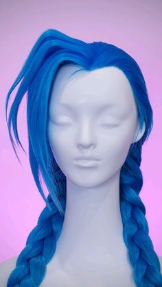 Jinx Wig, Wig Tips, Blue Braids, Jinx Cosplay, Wig Styling, Dragon Puppet, Stage Makeup, Wig Styles