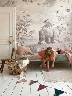 Kids Bedroom Inspiration, Nursery Room Inspiration, Animal Wallpaper, Boy's Room, Childrens Room, Bedroom Inspirations, Kid Room Decor, Baby Nursery, Baby Room