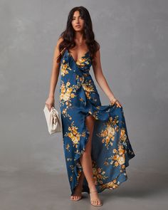 Meet your new go-to for those moments when you want to feel effortlessly chic: the Capriccio Satin Floral Ruffle Maxi Dress. Crafted from luxurious satin fabric and cascading ruffle detail adds a touch of whimsy and movement, making every step you take a graceful one. Perfect for a sunlit brunch, a romantic date night, or an elegant garden party, this maxi dress is all about celebrating life’s beautiful moments. Satin fabric with cascading ruffle detail Adjustable shoulder straps Hidden back zip Elegant Garden Party, Western Wear Dresses, Romantic Date Night, Elegant Garden, Ruffle Maxi Dress, Celebrating Life, Romantic Date, Dresses By Length, Satin Slip