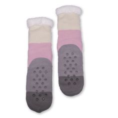 These sweet, cozy slipper socks are like a great, big hug. A fluffy and plush inner lining provides cozy warmth, while the pillow-soft knit outer cradles your feet in cushiony comfort. A marshmallow-light bottom makes every step feel like you're walking on a cloud, while our special Safety Dots® non-slip grippers help keep you from taking flight. Like all Fuzzy Babba slipper socks with grippers, this style is machine washable and best enjoyed indoors. Part of the Cozy Warmer® family. Plush inner Soft Snug Socks For Indoor Use, Warm Cozy Socks For Indoor Use, Cozy Warm Socks For Indoor Use, Pink Super Soft Slippers For Loungewear, Cozy Pink Slippers For Loungewear, Cozy Warm Socks For Indoor, Comfy Pink Socks For Stocking Stuffers, Soft Pink Socks For Winter, Super Soft Pink Socks For Indoor Use