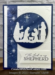 a christmas card with a nativity scene on it