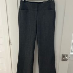 Beautiful Express Editor Dress Pants Sz 6r New With Tags $88 Wide Waistband Flare Leg Poly/Cotton/Viscose And Elastane In A Beautiful Heather Charcoal Gray All Measurements Taken Flat Across In Inches Waist: 18.75 Rise: 9 Inseam: 32.25 Leg Opening: 10.75 Questions? Please Message Me From A Clean, Smoke Free Home Fitted Wide Leg Career Bottoms, Fitted Mid-rise Dress Pants With Pockets, Fitted Office Pants With Pockets, Fitted Pants With Pockets For Office, Fitted Mid-rise Formal Pants, Formal Fitted Mid-rise Pants, Mid-rise Fitted Business Bottoms, Fitted Mid-rise Bottoms For Office, Fitted Wide Leg Dress Pants With Pockets