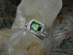 1.82 Ct AAAA Green Cushion cut Tourmaline 8x7mm in a 14K White Gold diamond Ring .40cts This is a solid 14K white gold ring set with a very rare and High quality green Tourmaline. Color as shown an almost Tsavorite green. This is a Natural Untreated Cushion cut gemstone. Stone is perfect with no visible internal flaws. Stone has a great cut cut that really helps create a lively stone. Clarity of this gem is Si, eye clean with no visible inclusions when viewing the stone from the top down. . Gems Fine Jewelry Tourmaline With Brilliant Cut, Gia Certified Tourmaline Jewelry For Anniversary, Tourmaline Jewelry With Halo Setting For Anniversary, Brilliant Cut Tourmaline Jewelry Gift, Gia Certified Tourmaline Jewelry For Gift, Gia Certified Tourmaline Wedding Ring, Wedding Gia Certified Tourmaline Ring, Turquoise Jewelry Set, 14k White Gold Diamond Ring