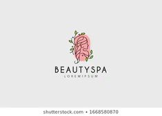 the logo for beauty spa with a brain and leaves