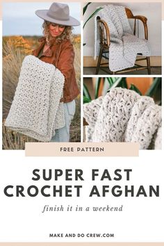 the super fast crochet afghan pattern is shown