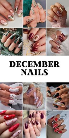 December Birthday Nail Designs, Nails For Early December, Nail For December, Sparkle Acrylic Nail Designs, Christmas Nail Ideas Acrylic Almond, Christmas 2024 Nail Designs, Almond Christmas Nails Designs, December Nail Ideas Gel, December Nails 2024