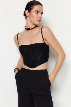 Black Crop Lace Bustier | Dark Black Lace Corset | Black Lace CorsetTop for everyday and for night | Black Top Bra | Lace Bustiers 95% Polyester,5% Elastane Model Measurements: Height: 1.79 Bust: 84 Waist: 66 Hips: 93 The product on the mannequin is size S/36 Colors may vary due to light differences in studio shootings. Free shipping! In normal conditions, delivery takes 7-10 days ( can change 1-2 days depending on shipping company) For more pictures you can send direct messages. Black Party Corset With Built-in Bra, Party Lace Corset Bra Friendly, Lace Party Corset Bra Friendly, Lace Party Corset With Bra Friendly Design, Lace Corset For Party, Bra Friendly, Party Cami Bra, Elegant Bra-friendly Camisole Corset, Fitted Cami Bra For Parties, Fitted Camisole Bra For Night Out