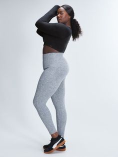 Our Seamless Sport High-Waist Legging is made from a ribbed fabric and has seamless construction for a smooth look. Complete with with wide ribbed panels that support and shape the waist while lifting the butt. Compression Ribbed Elastane Activewear, High Stretch Ribbed Elastane Activewear, Versatile Stretch Ribbed Activewear, Versatile Ribbed Stretch Activewear, Seamless Fitted Workout Bottoms, Sporty Seamless Bottoms With Minimal Stretch, High Waist Seamless Gym Tights, Seamless Gray Bottoms For Pilates, Stretch Seamless Gym Bottoms