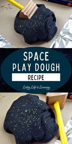 an image of a play dough recipe made with black stuff and gold flecks