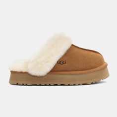 UGG Women’s Disquette Slipper Shoes 194715793262 Free Shipping Worldwide Disco Style, Flowy Midi Dress, Sheepskin Slippers, Before Midnight, Woven Labels, Tan Suede, Fashion Logo, Outdoor Wear, Womens Uggs