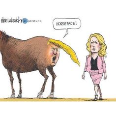 Trump, speaking from a horse's ass, calls Stormy a "horseface." Sarah Huckabee Sanders, Horse Face, Caricatures, Satire, Editorial, Funny Memes