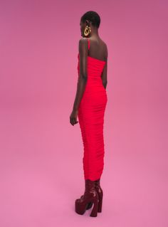 Adler Midi Dress in Red – Solace London US Dress With Square Neckline, Solace London, Red Midi Dress, Body Sculpting, Square Neckline, Knee Length, Midi Dress, London, Wardrobe