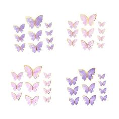 purple butterflies are arranged in the shape of squares